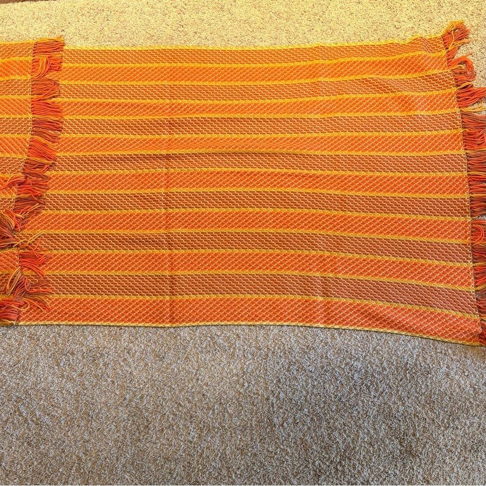 Vintage Orange, Yellow, and Brown Afghan - Handmade 43.5x75 Inches​​